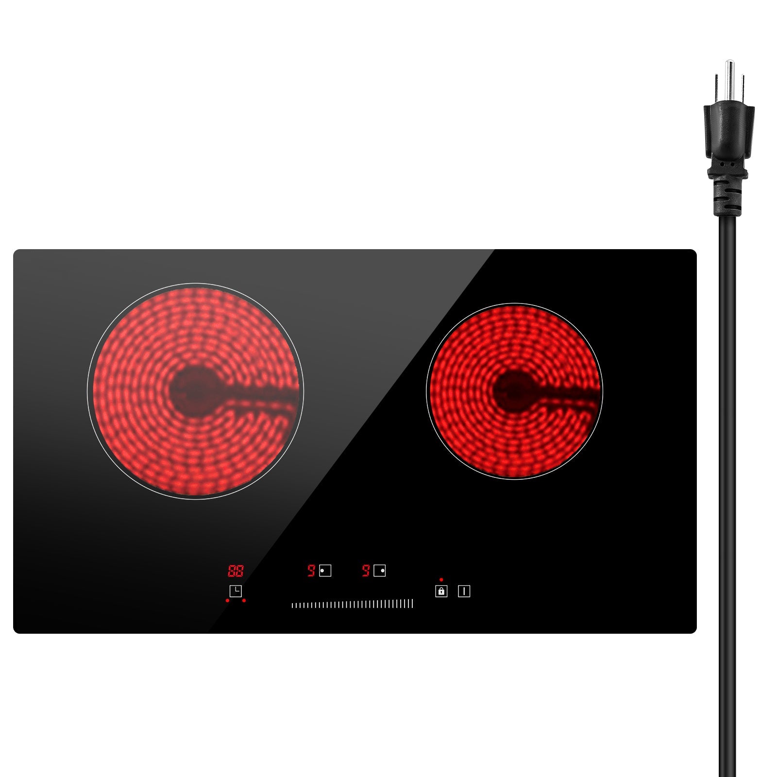 Built-in Electric Cooktop Radiant Ceramic Cooktop 2 Burners 23.6x13.3 inch