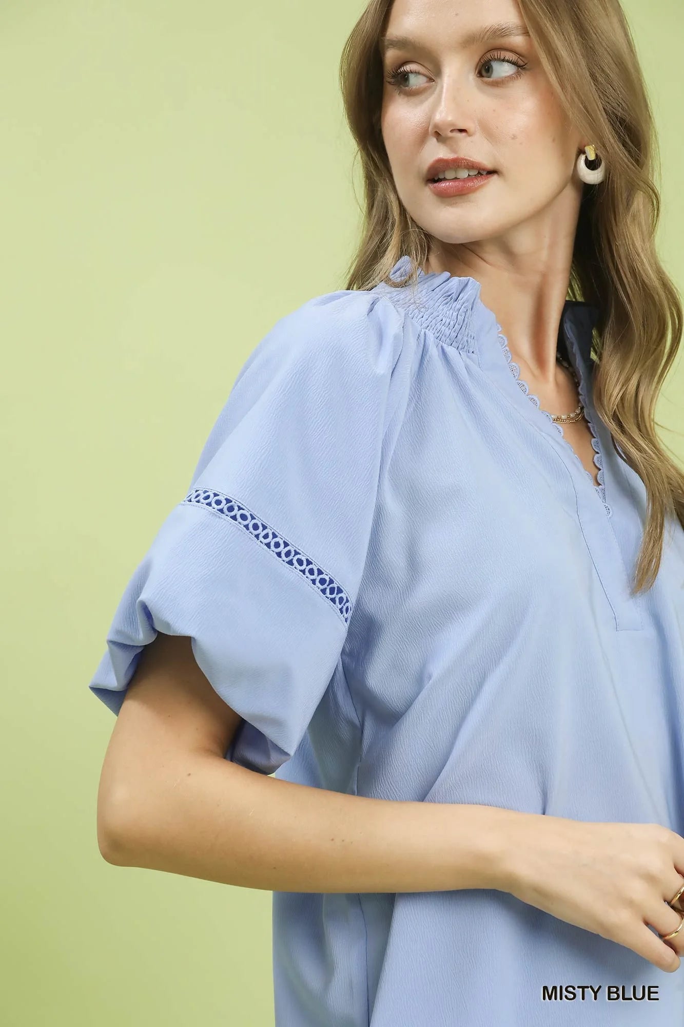 Umgee Lace Trim Peasant Top