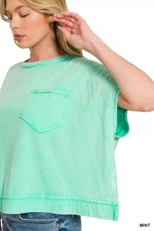 Zenana Acid Washed Round Neck Short Sleeve Oversized T-Shirt