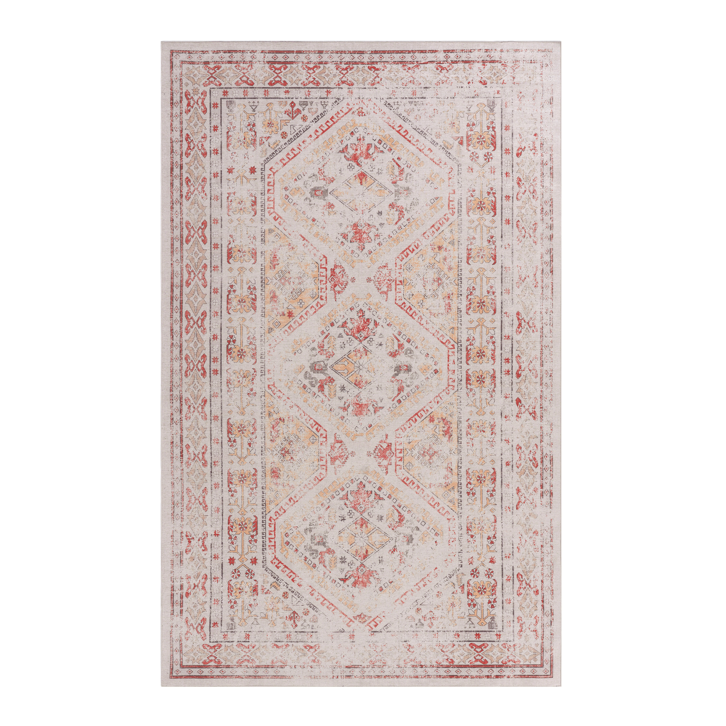 NAAR MAVAL Beige Washable Rug 5x8 Area Rug (Beige, 5' x 8')