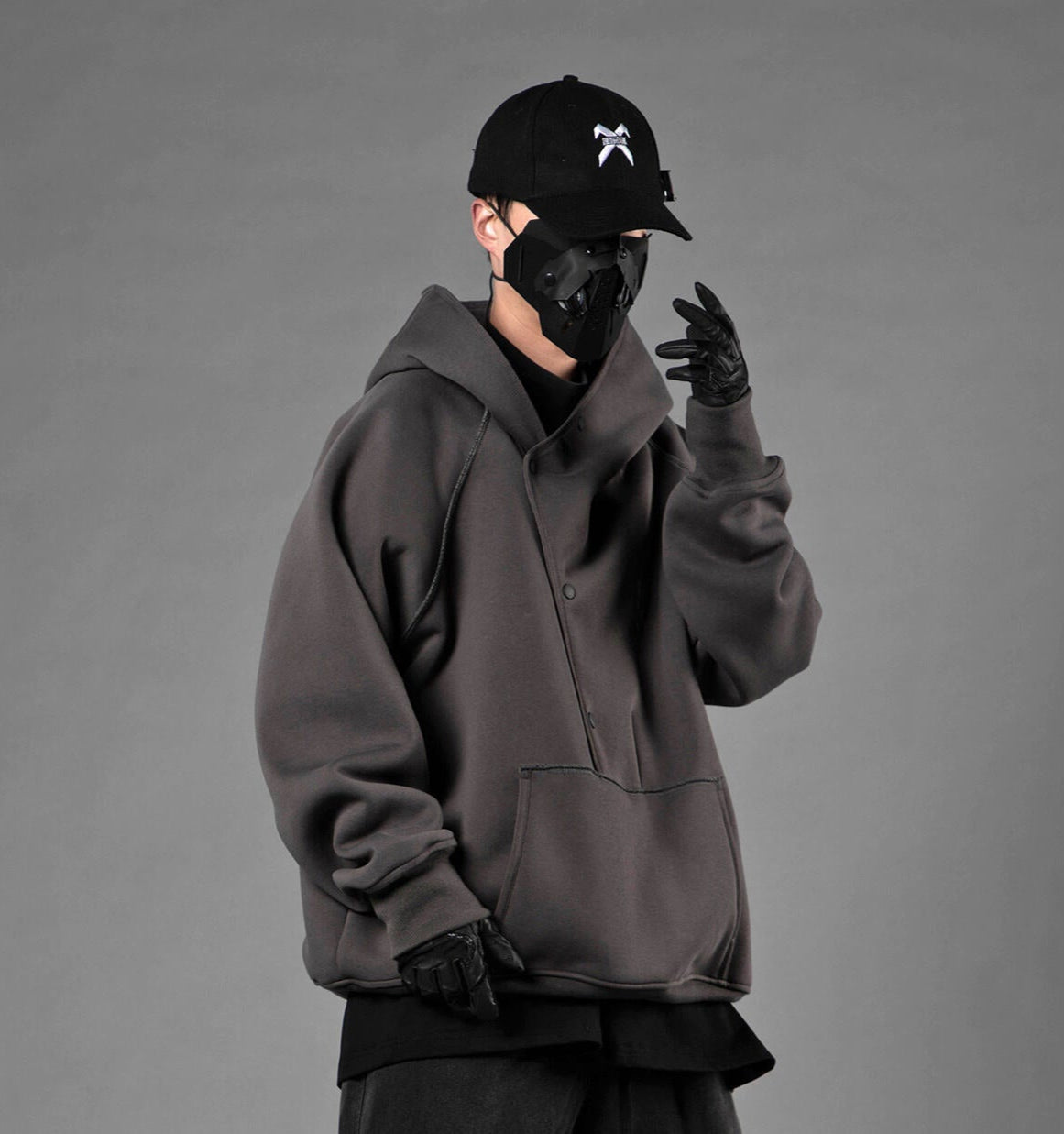 HiH38 Grey Layered Hoodie