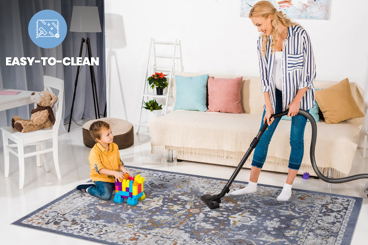 NAAR PAYAS Collection 2X3 Blue / Traditional Doormat Rug