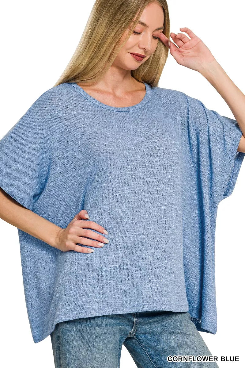Zenana Oversized Slub Hacci Top
