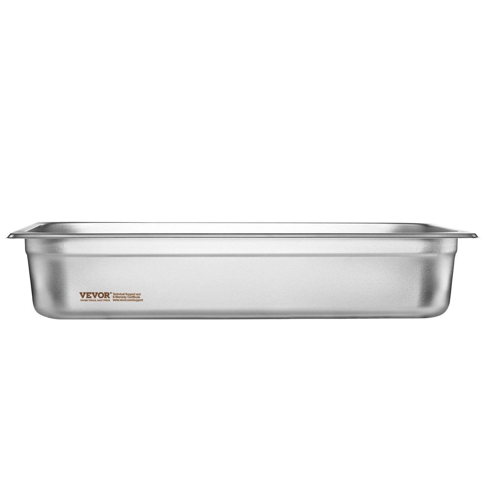 6 Pack Hotel Pans, Full Size Anti-Jam Steam Pan, 0.8mm Thick Stainless Steel Restaurant Steam Table Pan, 4-Inch Deep Commercial Table Pan, Catering Storage Food Pan, for Industrial & Scientific