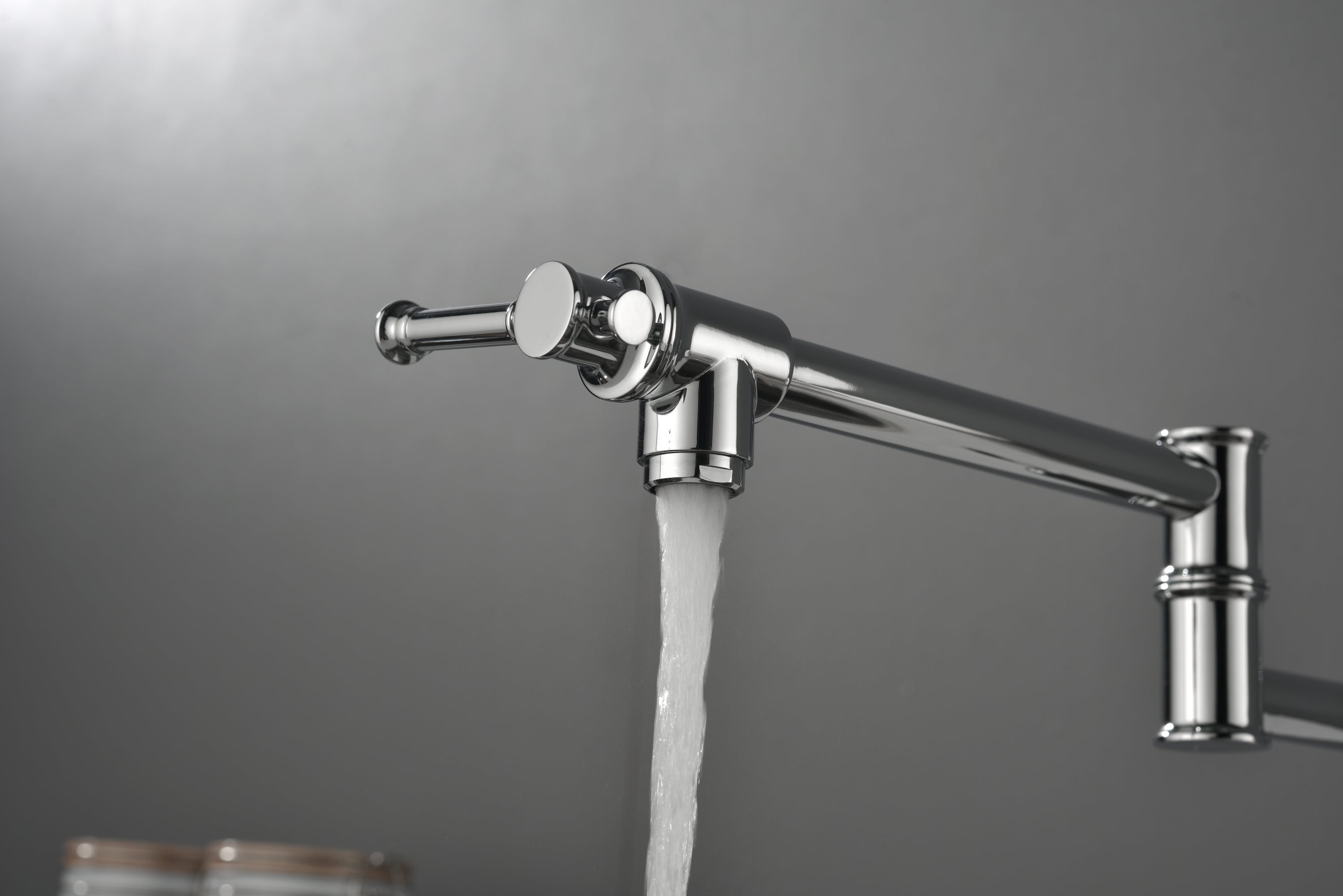 Wall mounted Pot Filler Faucet, Modern Brass Pot Filler Two-Attachment Wall Mount Folding Kitchen Pot Filler Swing Arm