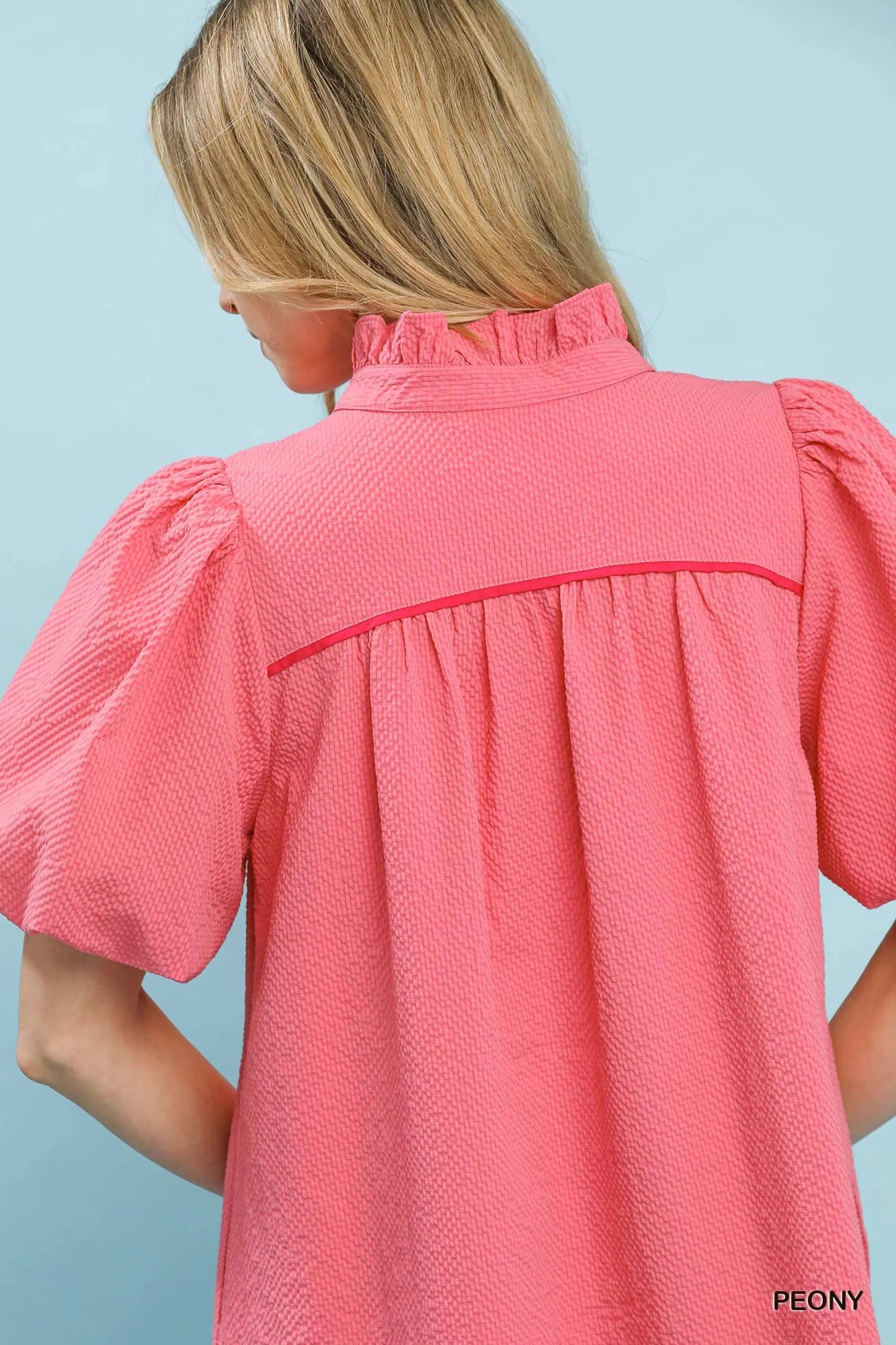 Umgee Seersucker Puff Sleeve Dress