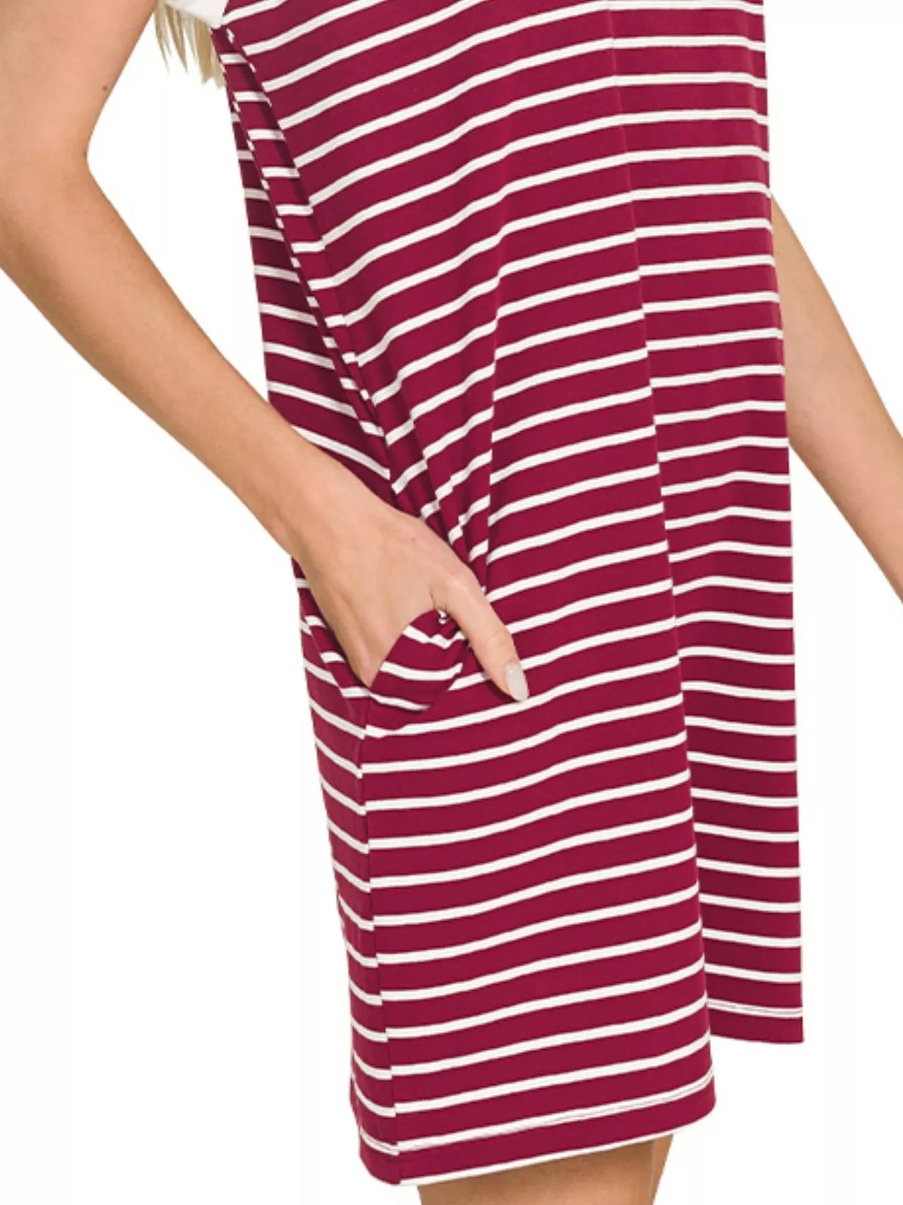 Zenana Contrast Trim Striped T-shirts Dress