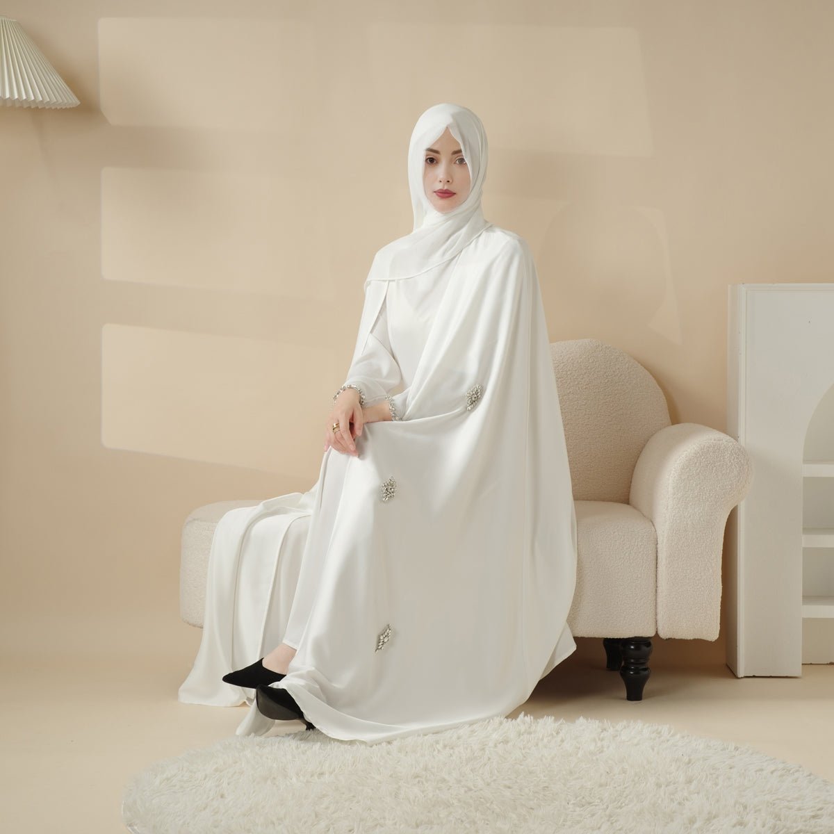 Cape Abaya, Haute Couture Heavy Rhinestone Abaya (MOA067)