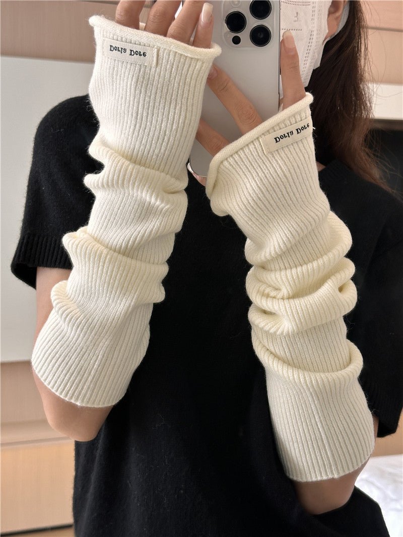‌Cascading Knit Sleeve Covers Cozy Elegance for Layered Style (MAC312)