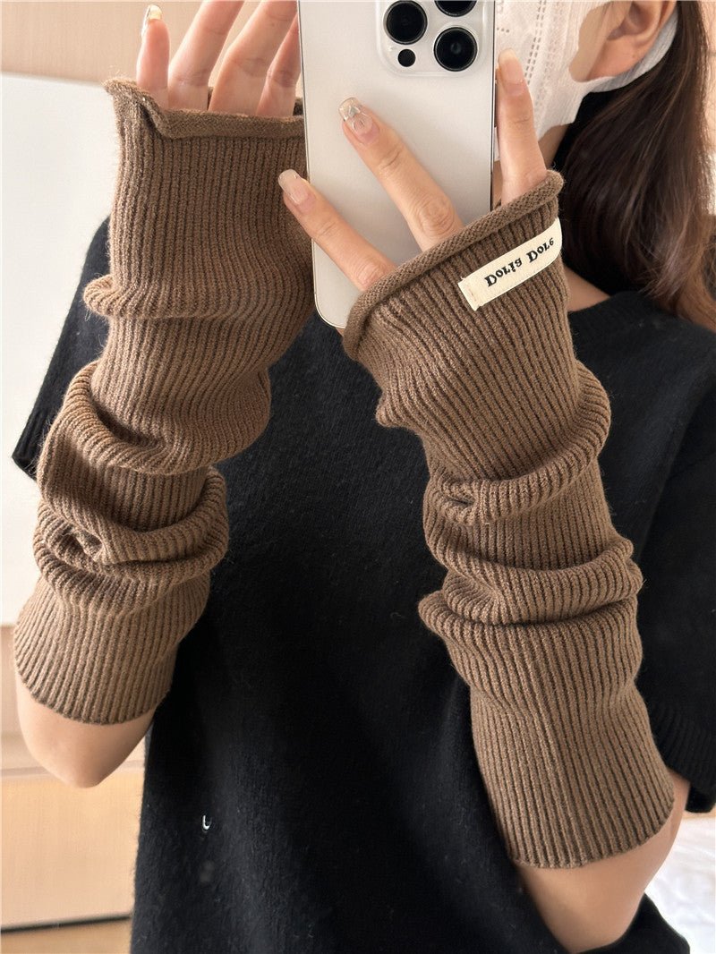 ‌Cascading Knit Sleeve Covers Cozy Elegance for Layered Style (MAC312)