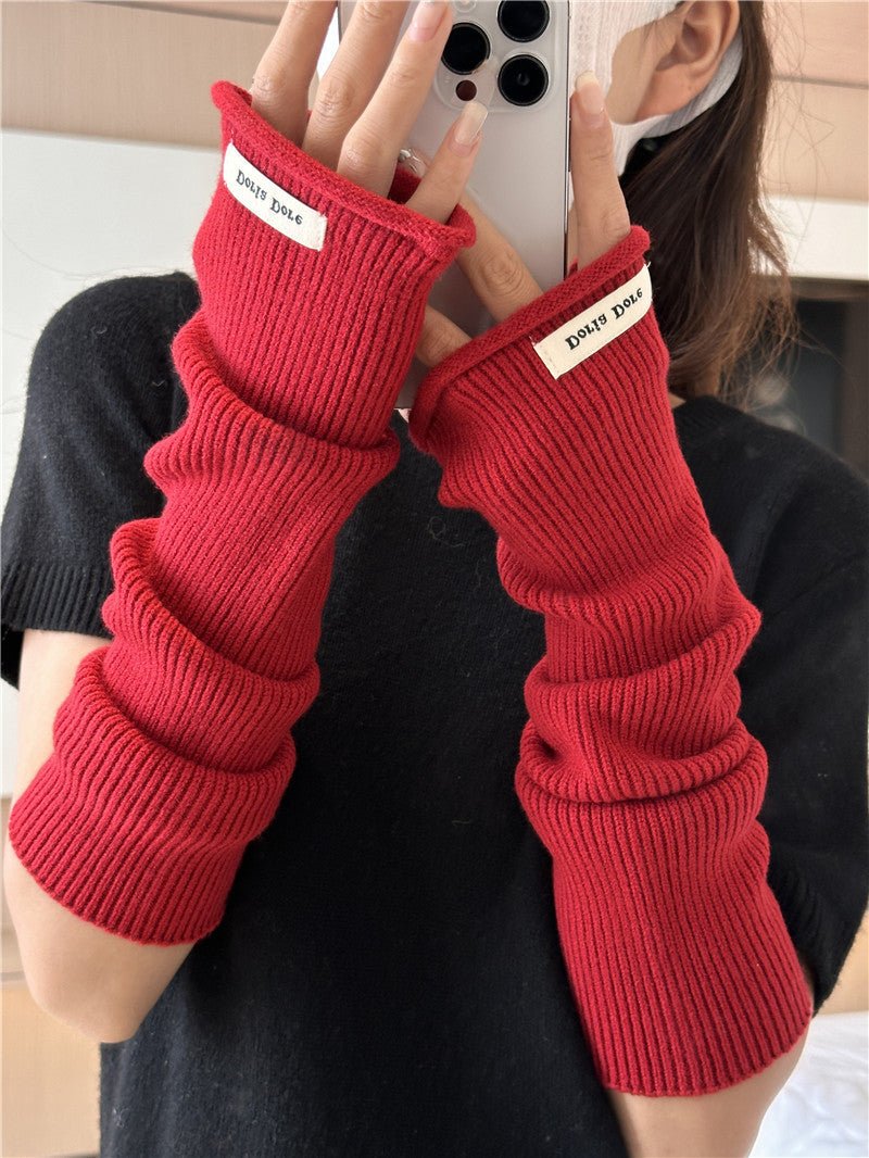 ‌Cascading Knit Sleeve Covers Cozy Elegance for Layered Style (MAC312)
