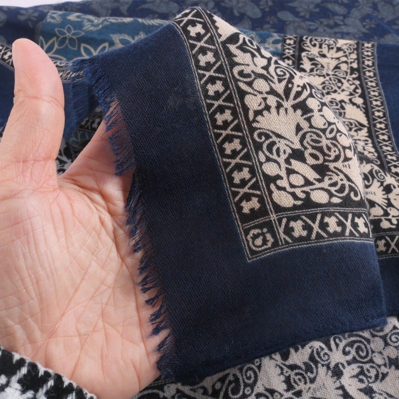 Cashmere-Feel Paisley Print Hijab Scarf | 180x85cm Fringe Edge Shawl with Traditional Motifs(MH150)