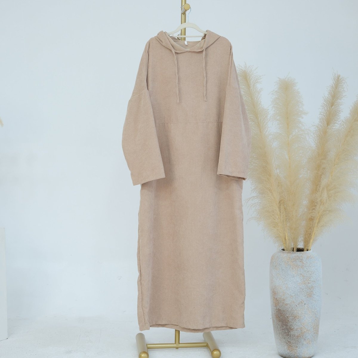 Casual Corduroy Hoodie Abaya (MA110)