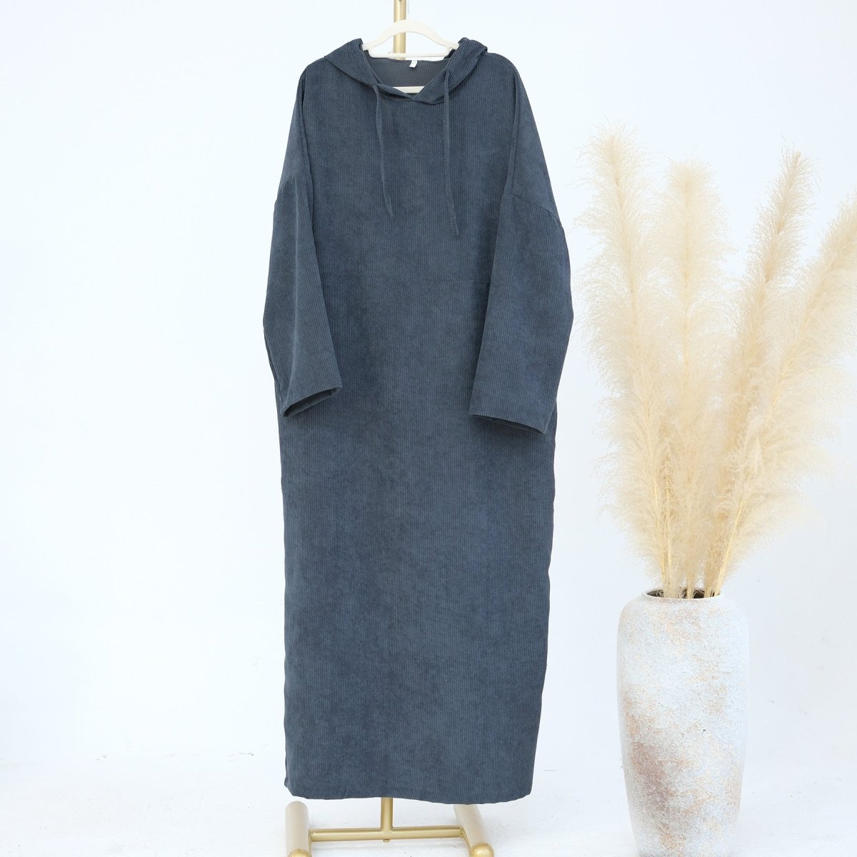 Casual Corduroy Hoodie Abaya (MA110)