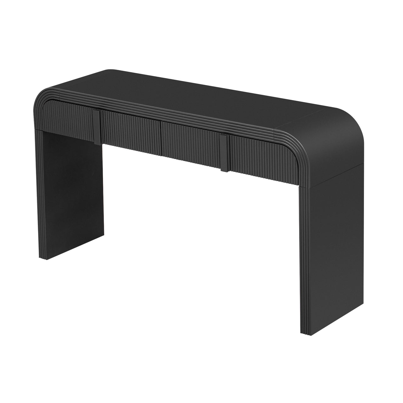 TREXM Modern Console Table with 2 Storage Drawers, Fluted Entryway Table with Rounded Silhouette for Hallway Living Room and Entryway (Black)