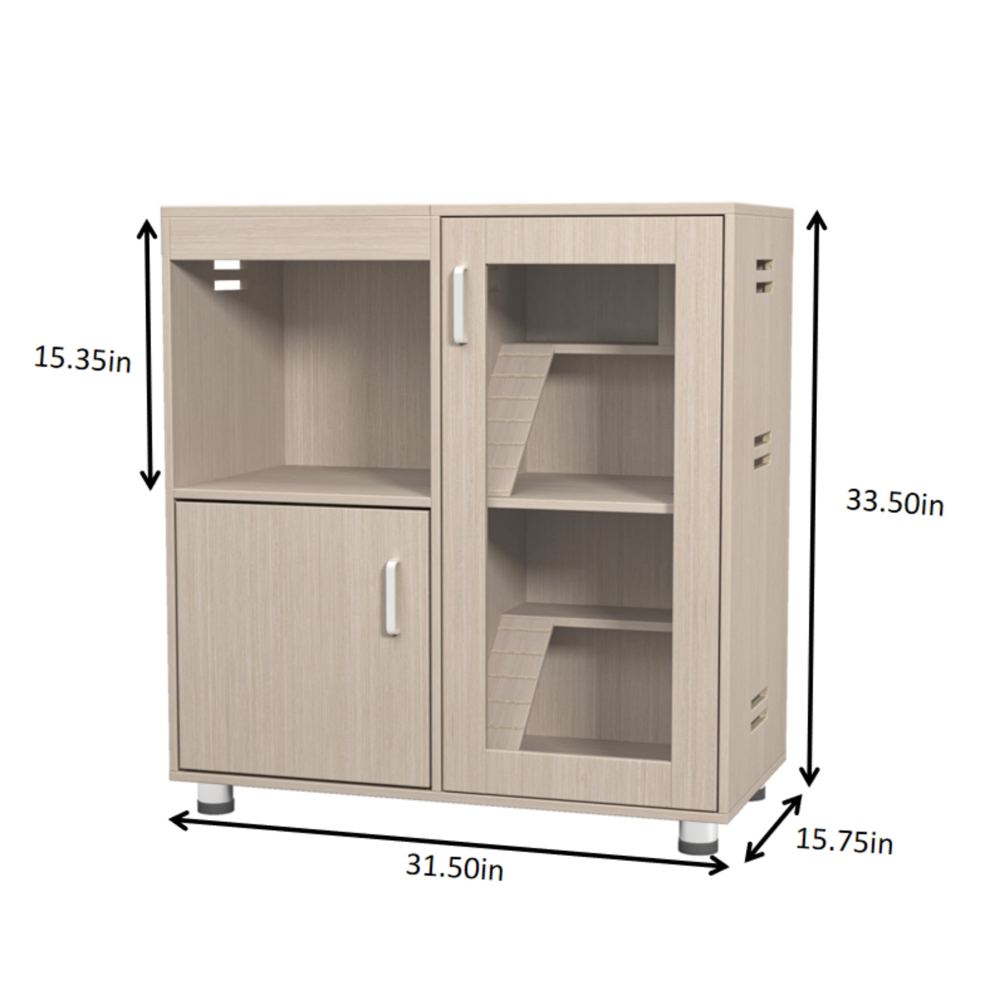 4-Tier Wooden Hamster Cage with Storage Cabinet and Acrylic Windows for Guinea Pigs and Chinchillas