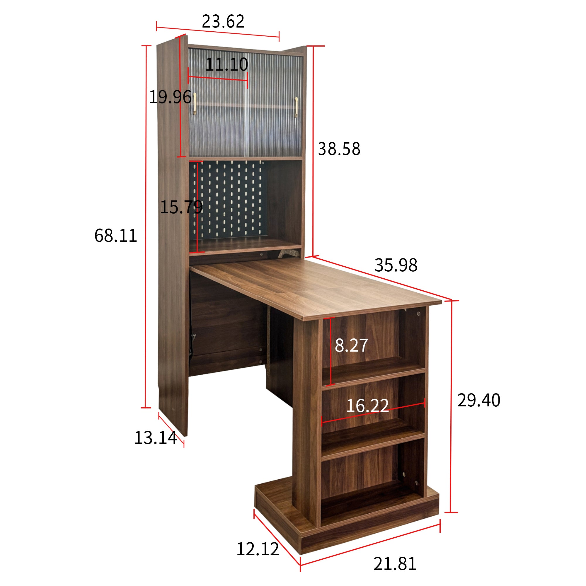 Folding Desk with Storage, Space-Saving Foldable Computer Desk for Small Spaces, Writing Study Table for Home Office, Bedroom, Dorm, Apartment