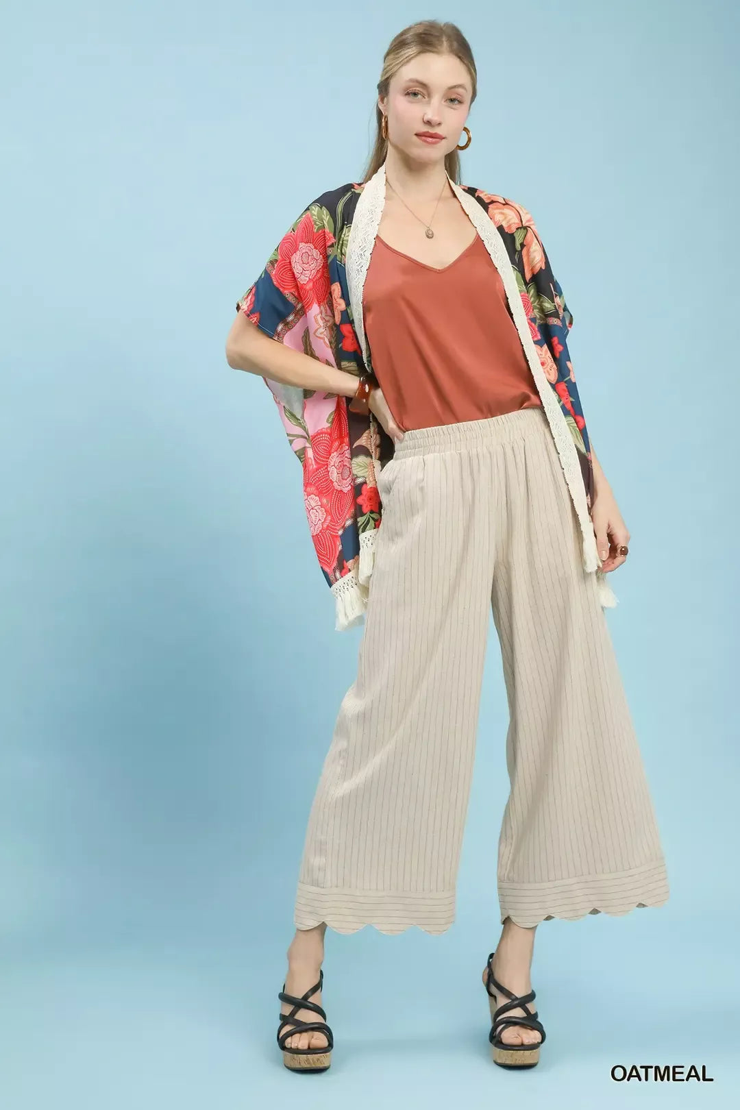 Umgee Pinstripe Wide Leg Pants