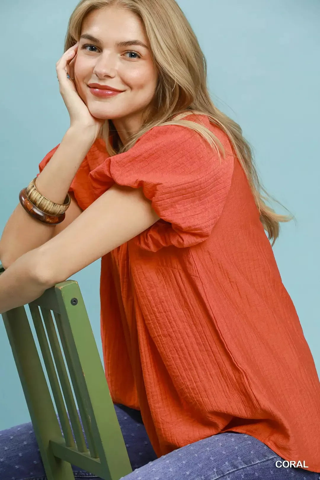 Umgee Gathered V-Neck Top