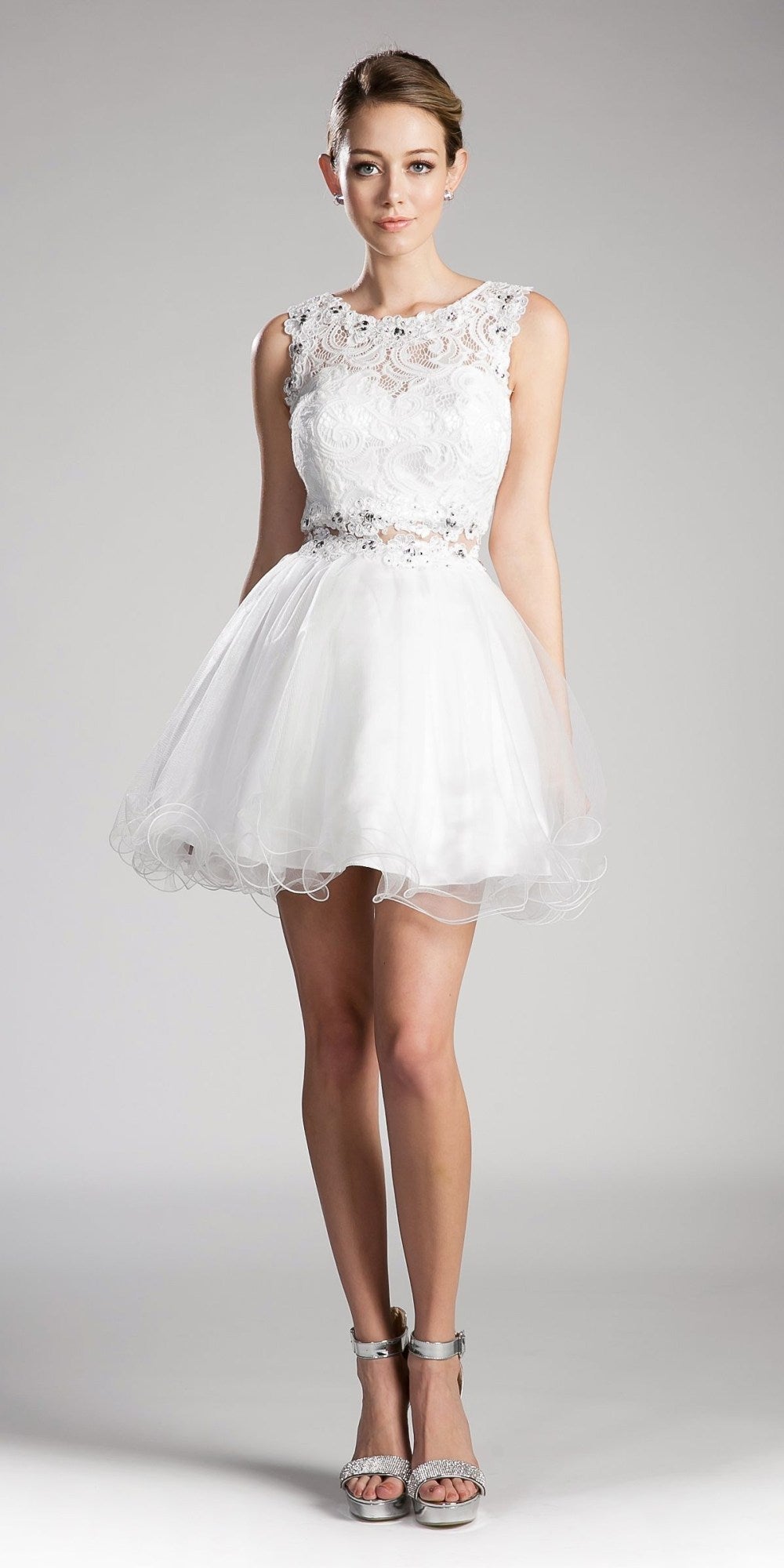 CLEARANCE - Cinderella Divine CD0117 Lace Beaded Short Dress (Size 2XL)