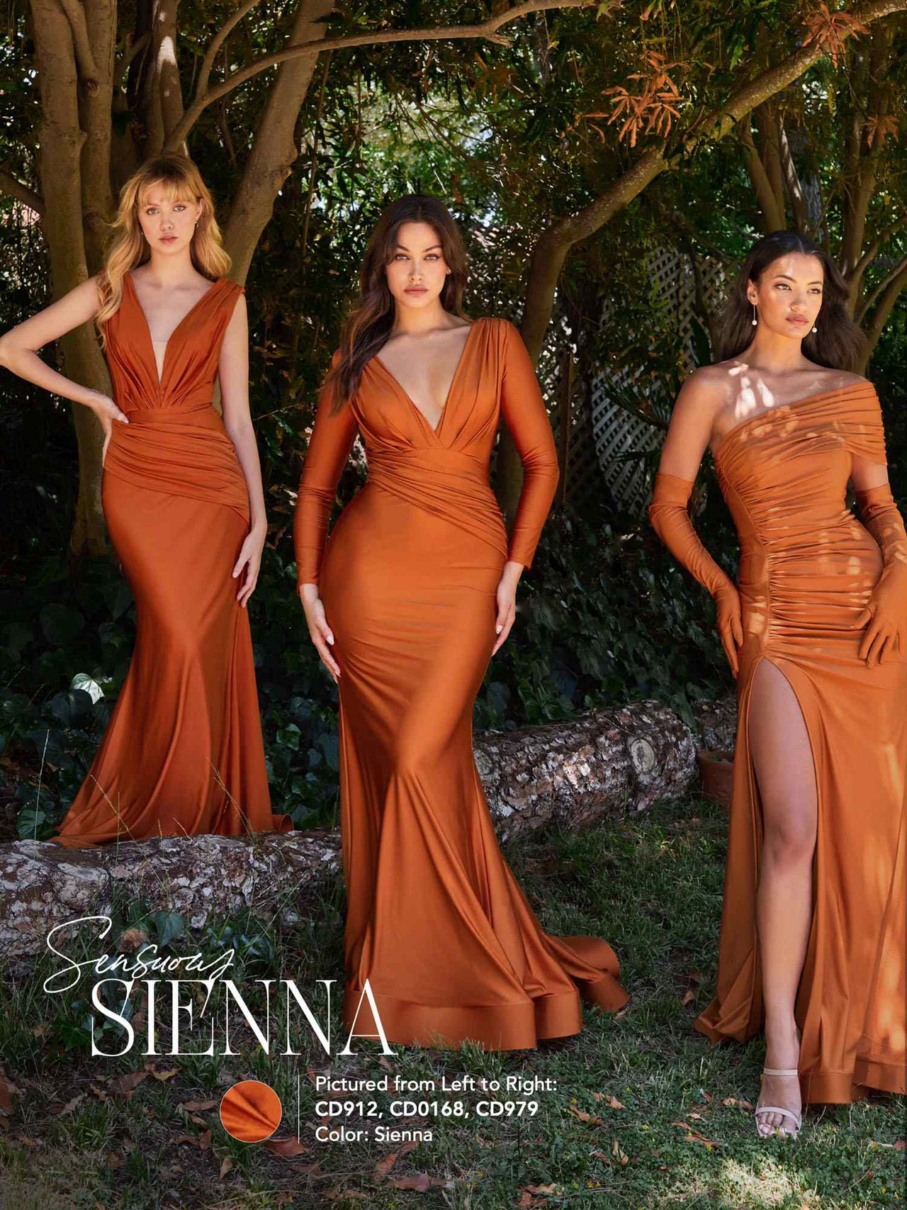 Cinderella Divine CD979 Long Slit Stretch Satin Gown with Gloves
