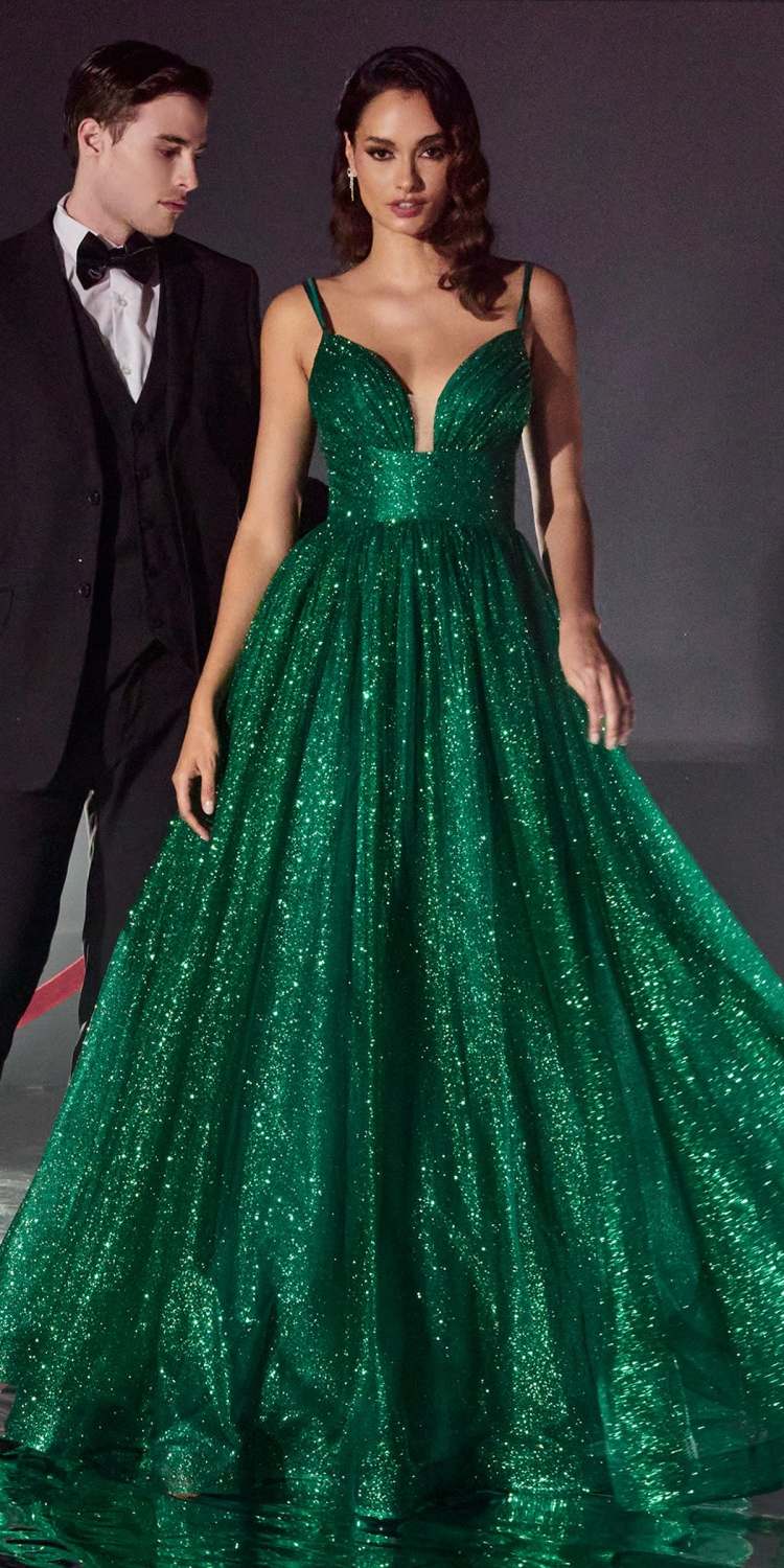 Cinderella Divine CD996 Floor Length A-line Glitter Ball Gown