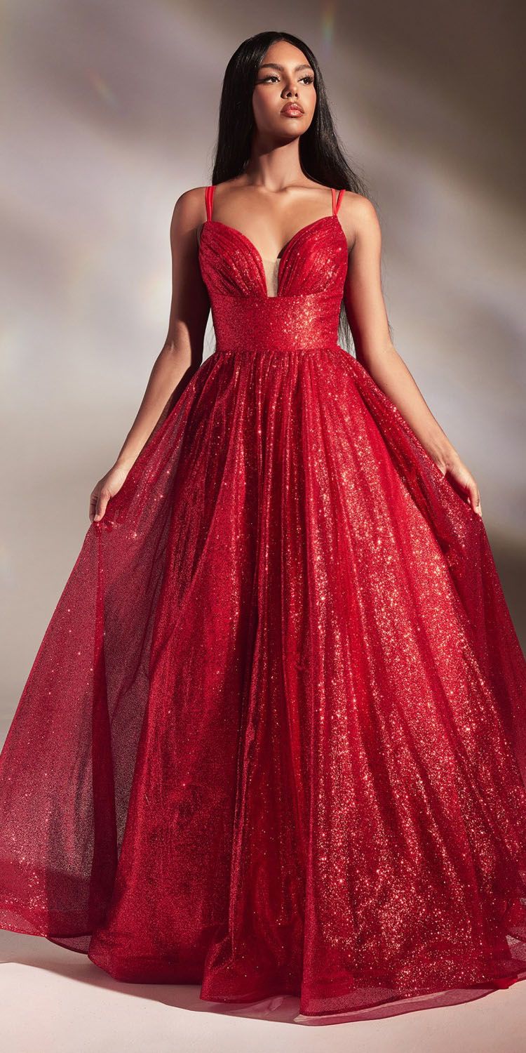 Cinderella Divine CD996 Floor Length A-line Glitter Ball Gown