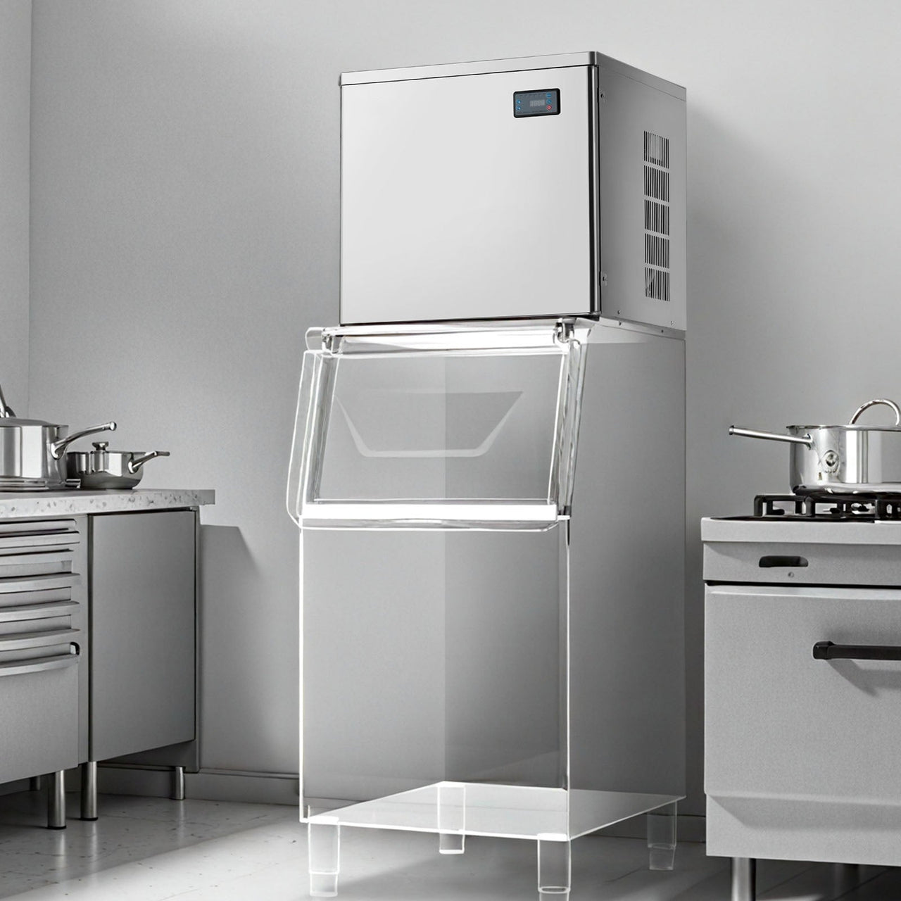 Commercial Ice Maker Machine - Head, 450 Lbs/Day Stainless Steel Ice Machine with Scheduled Ice-Making, Self-Cleaning, Adjustable Thickness, Ideal for Restaurant Bar Cafe Hotel - Head Only