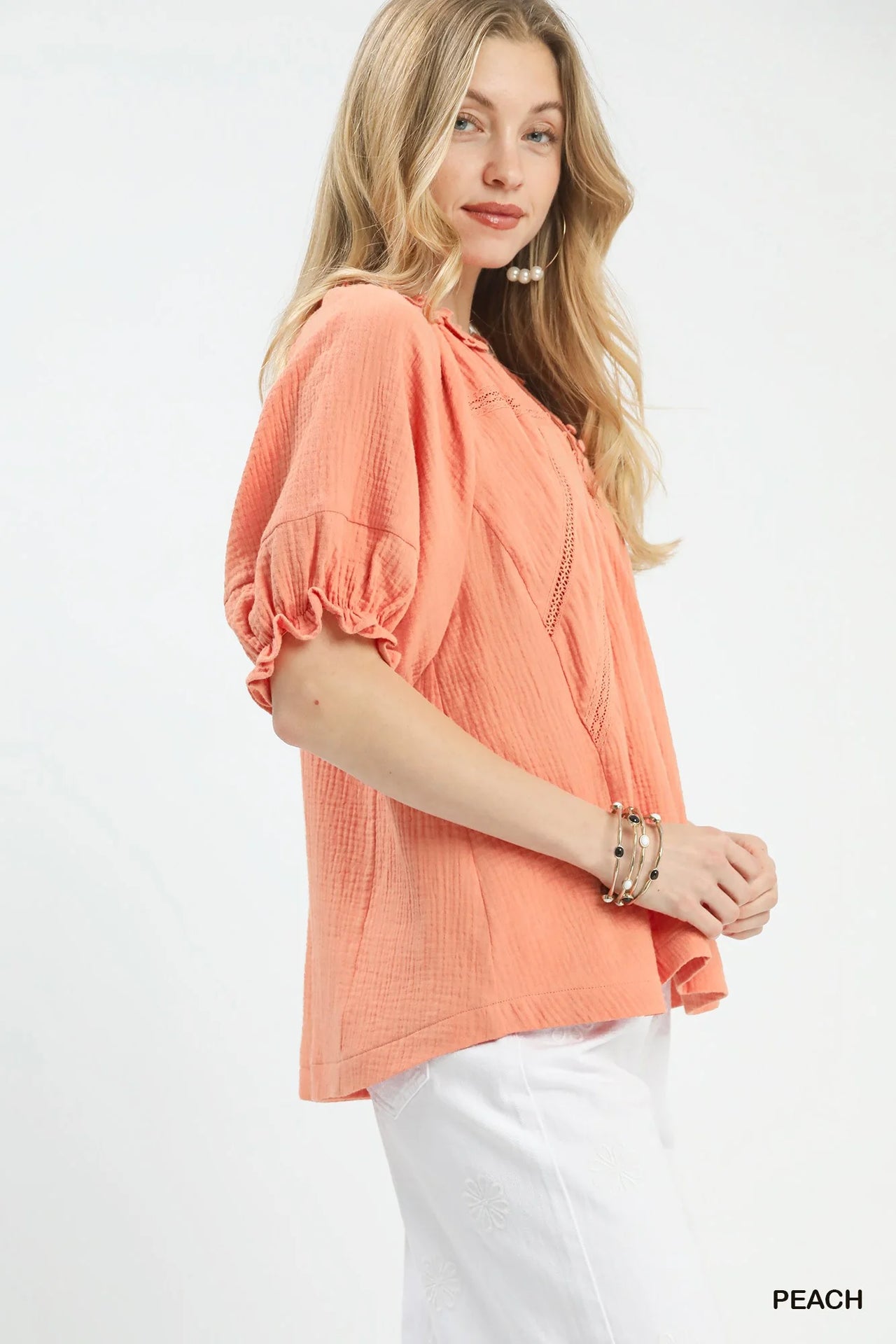 Umgee Cotton Gauze Ruffle Top