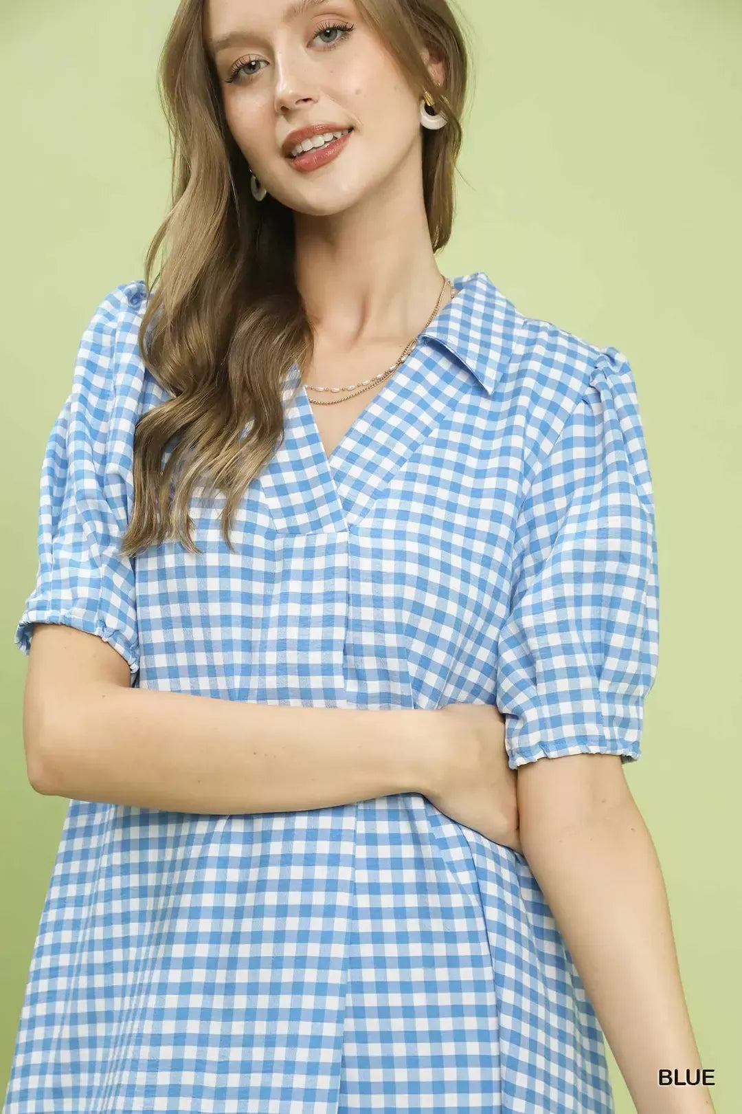 Umgee Gingham Midi Dress with Side Pockets