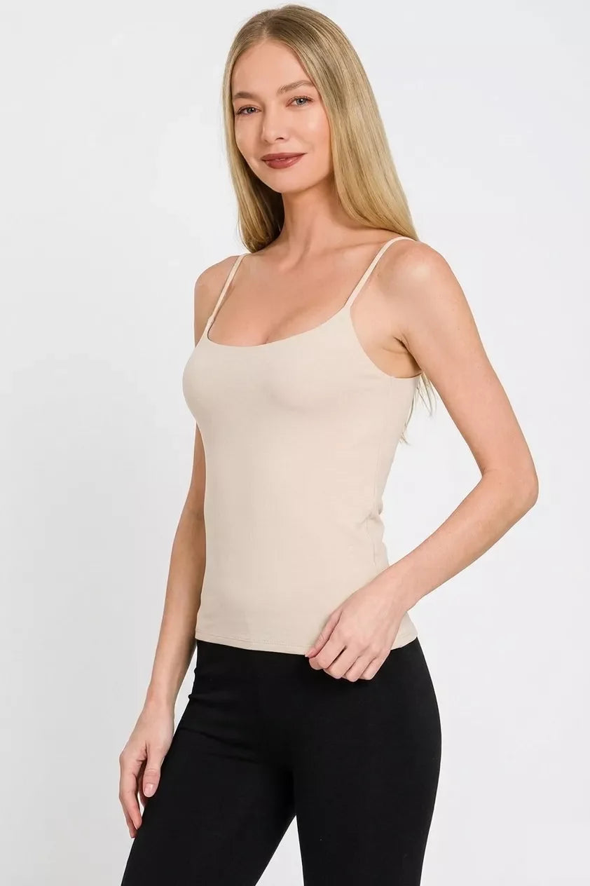 Zenana Double Layered Round Neck Spaghetti Cami