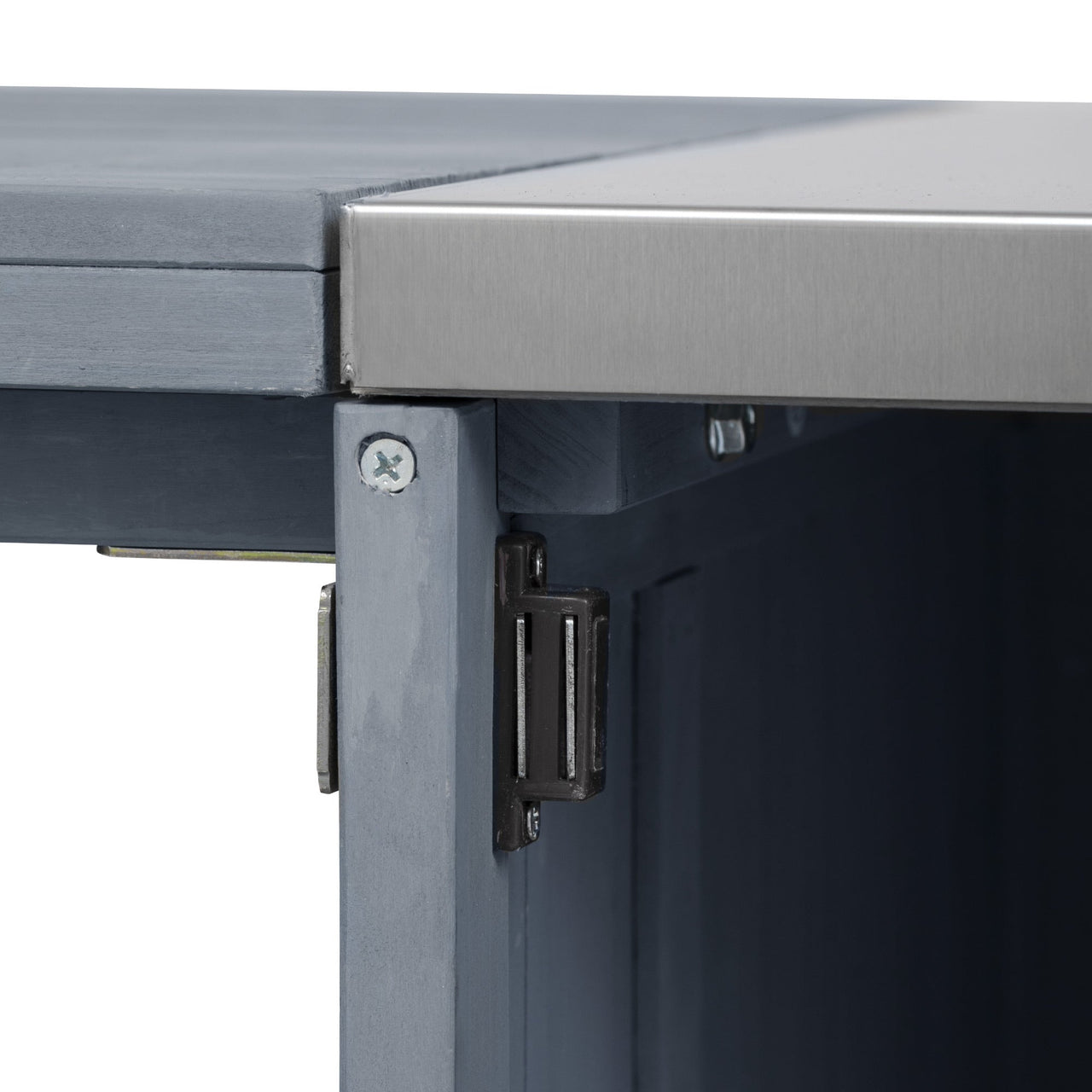 K&K 66.5' Outdoor Kitchen Island for Big Green Egg Grills, Solid Wood Outdoor Grill Cart for Tabletop Grill with Stainless Steel Top, Drawer, Compatible with Large Big Green Egg, Kamado Joe- Grey Blue