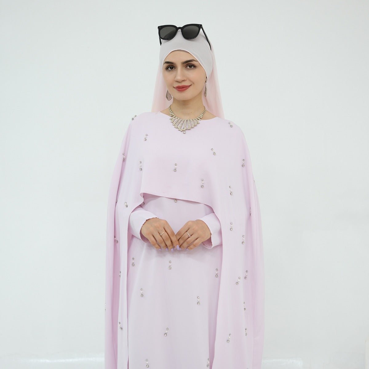 Celestial Beaded Luxury Muslim Abaya Set | Modest Dresses with Beading Detailing (MA266)