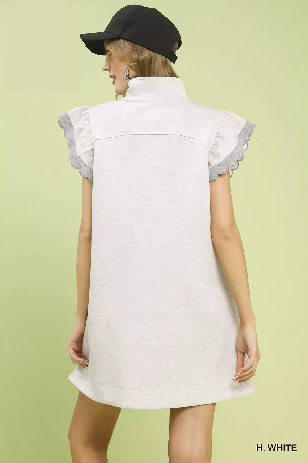 Umgee Zip-Neck Flutter Sleeve Dress