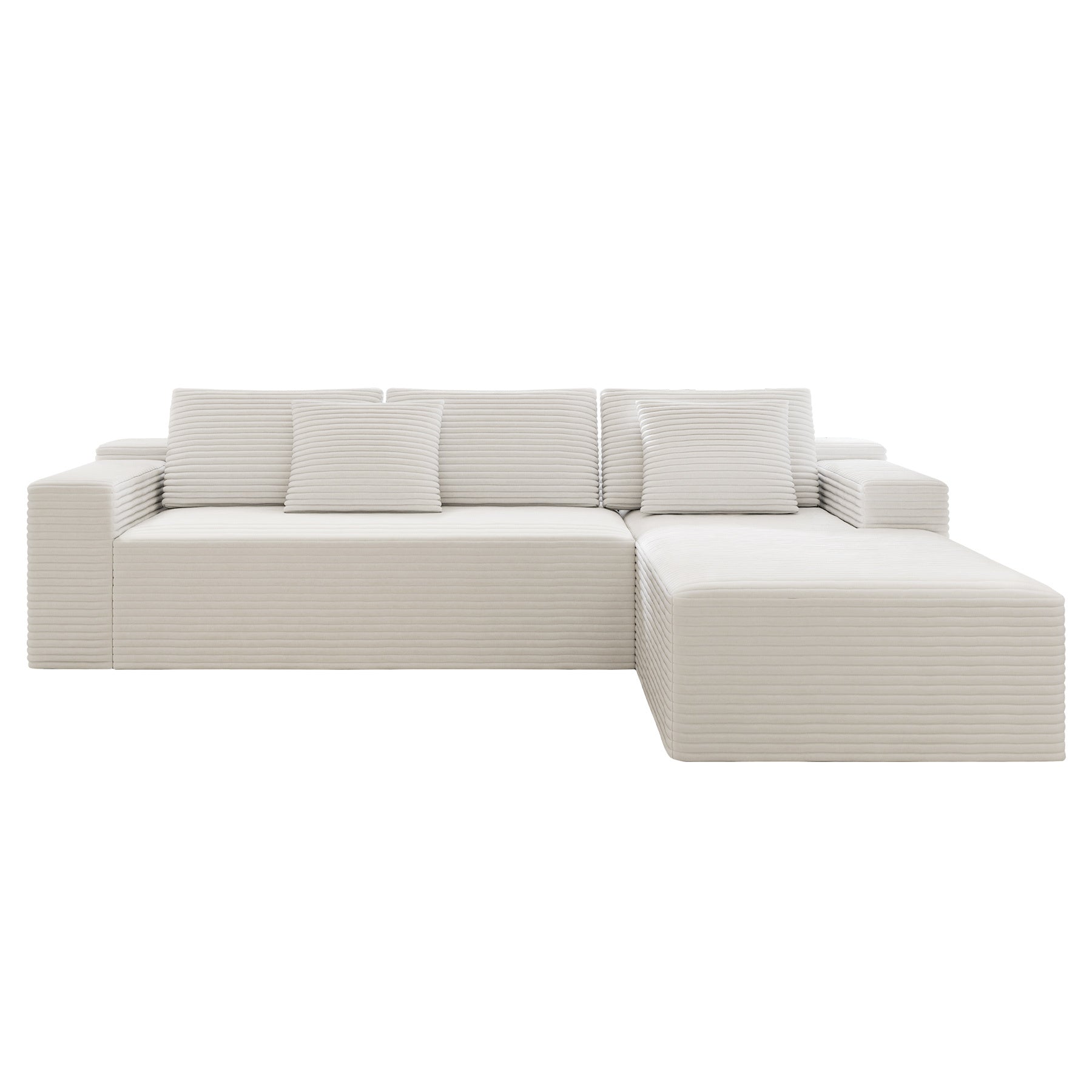104.3*68.9'Modular sectional sofa seat,Upholstered compressed couch for living room,Bedroom,Apartment,No assembly required,2PC free combination,Plush corduroy fabric,WHTIE