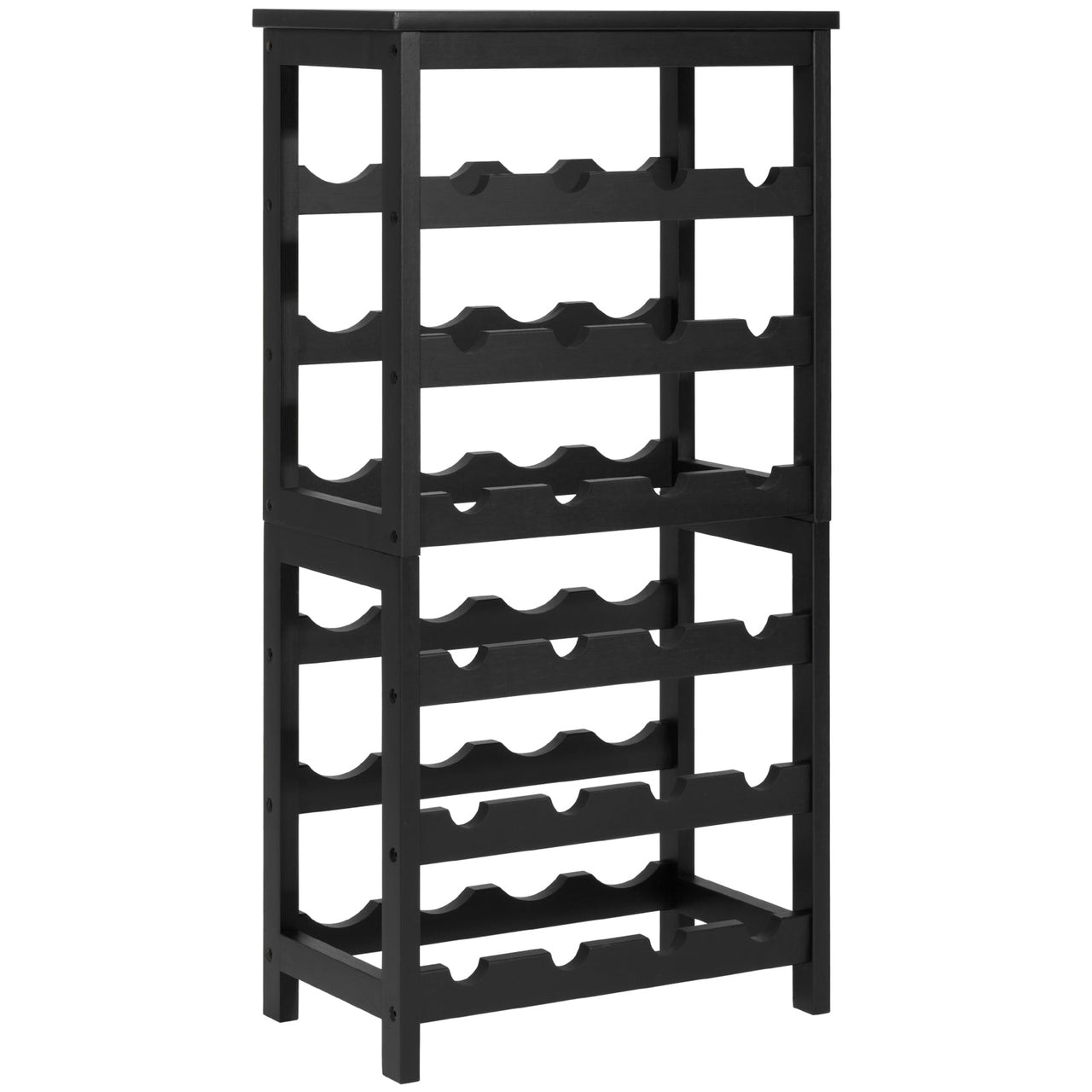 24 Bottle Detachable Wine Rack, 6-Tier Wine Bottle Holder, Freestanding Floor Display Wine Storage Shelves with Table Top, For Kitchen,Cellar,Bar,Dining Room,Living Room, Black