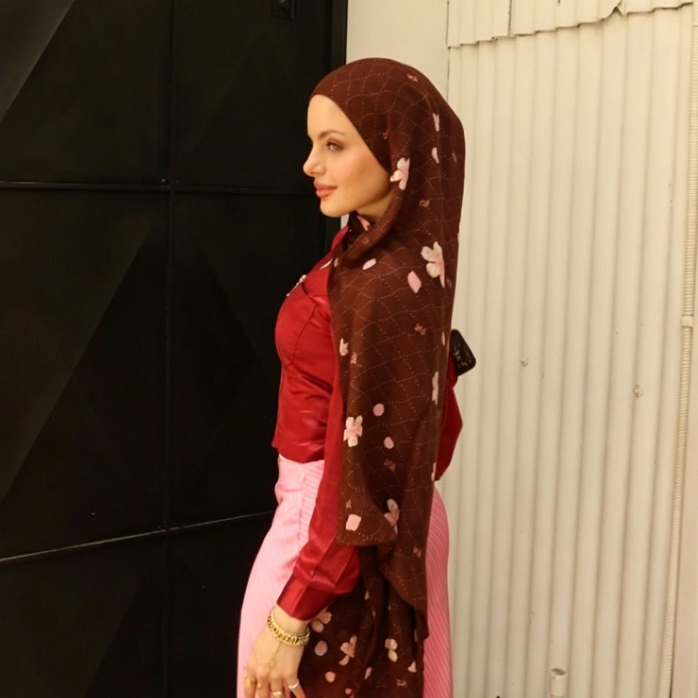 Cherry Blossom Print Hijab Scarf(MH241)