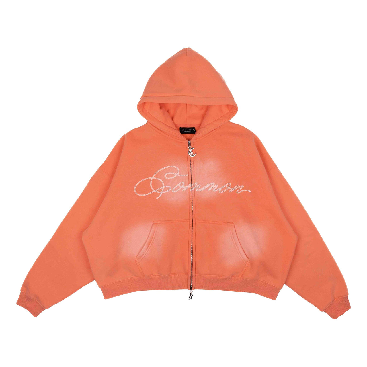 Common Hype Cropped Fleece Zip Up Hoodie Salmon