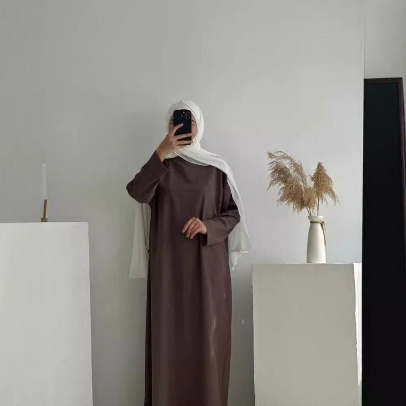 Classic Round Neck Pullover Maxi Dress | Minimalist Solid Color Fall Winter Dress(MA318)