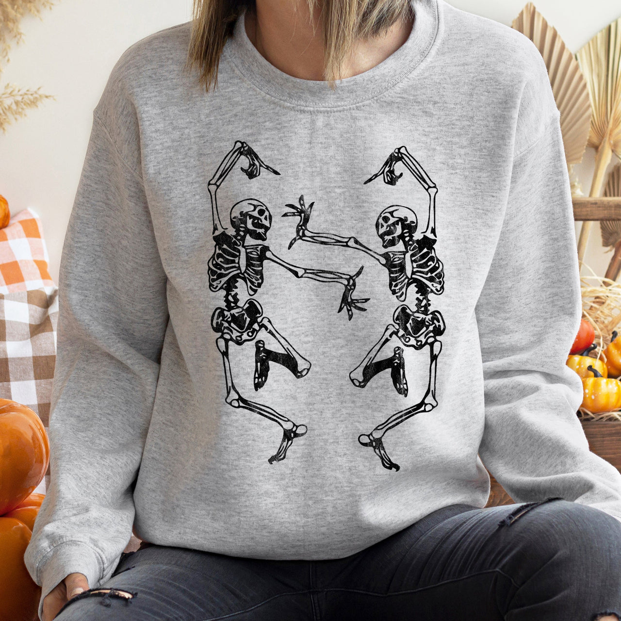 Dancing Skeletons Halloween Night Parade Of Spooky Fun Premium Graphic Sweatshirt