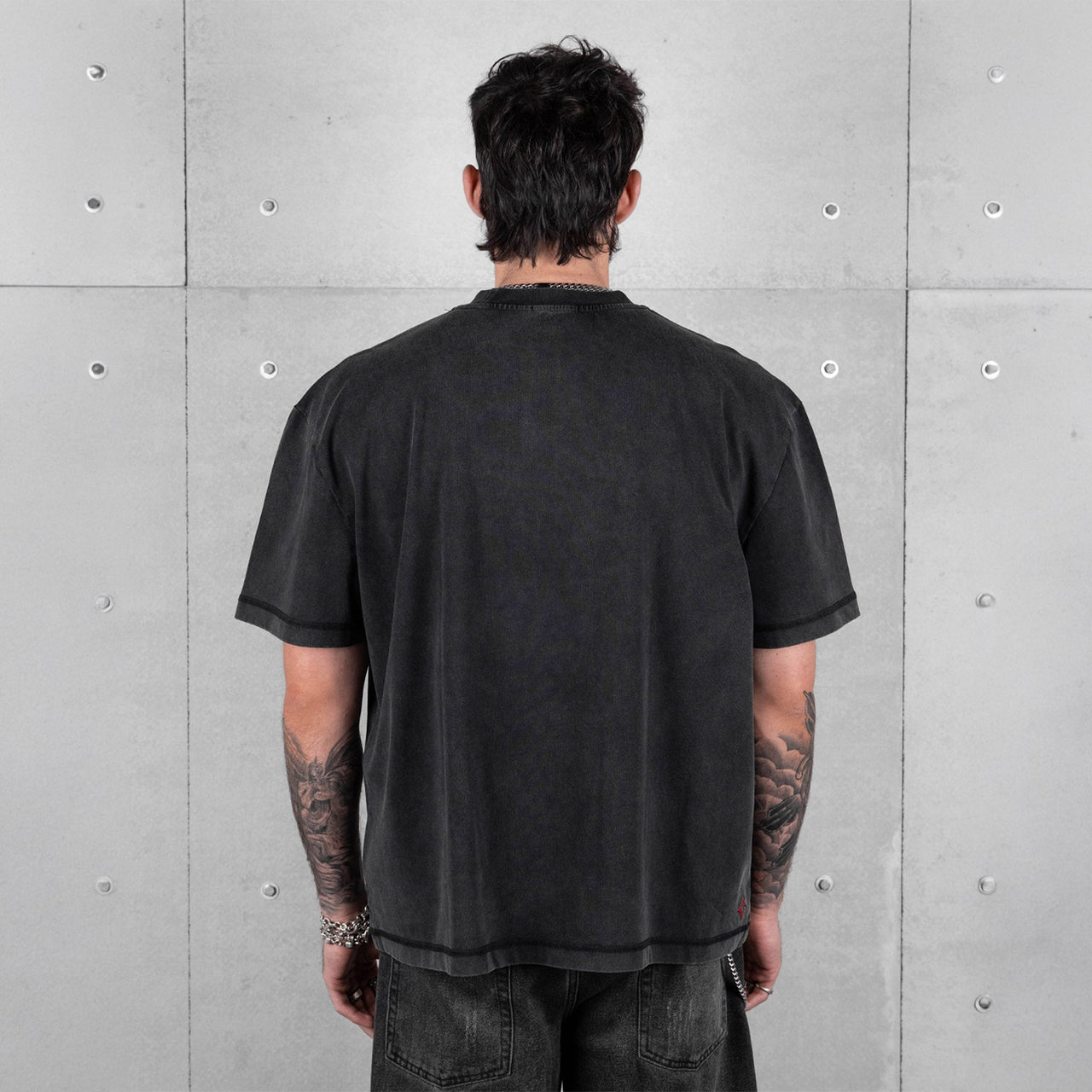 Commons Blank Star Embroidered Tee Acid Wash