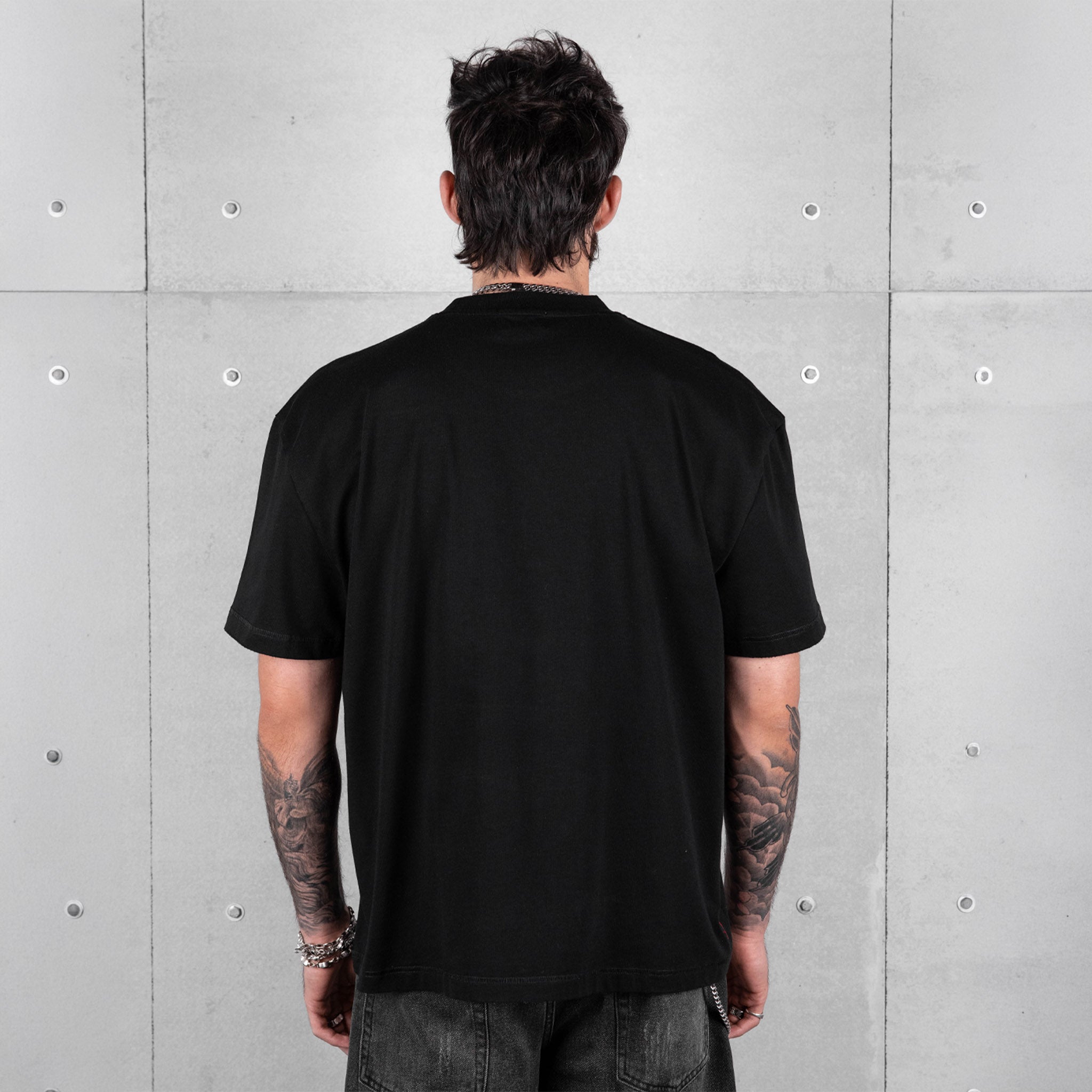 Commons Blank Star Embroidered Tee Jet Black