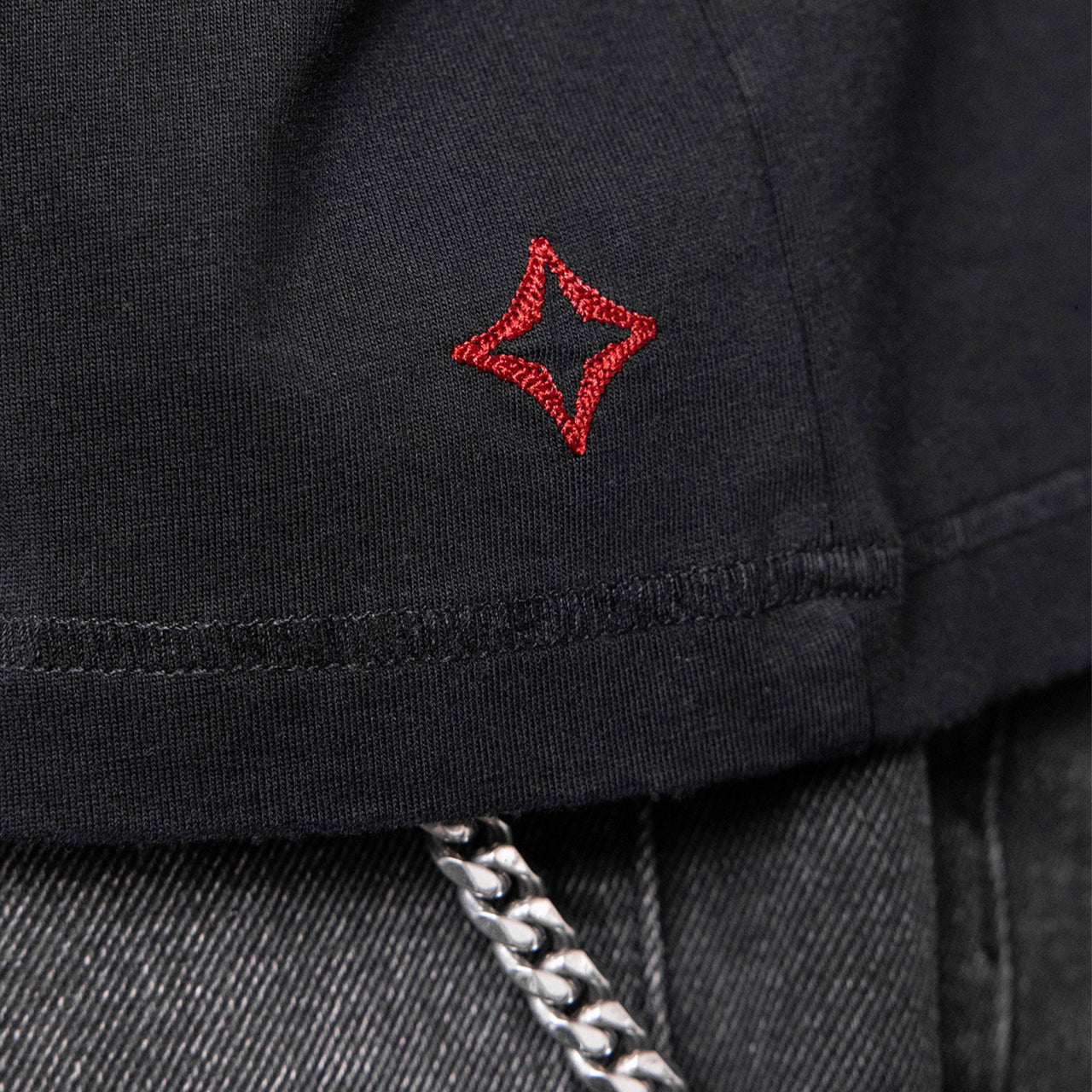 Commons Blank Star Embroidered Tee Jet Black