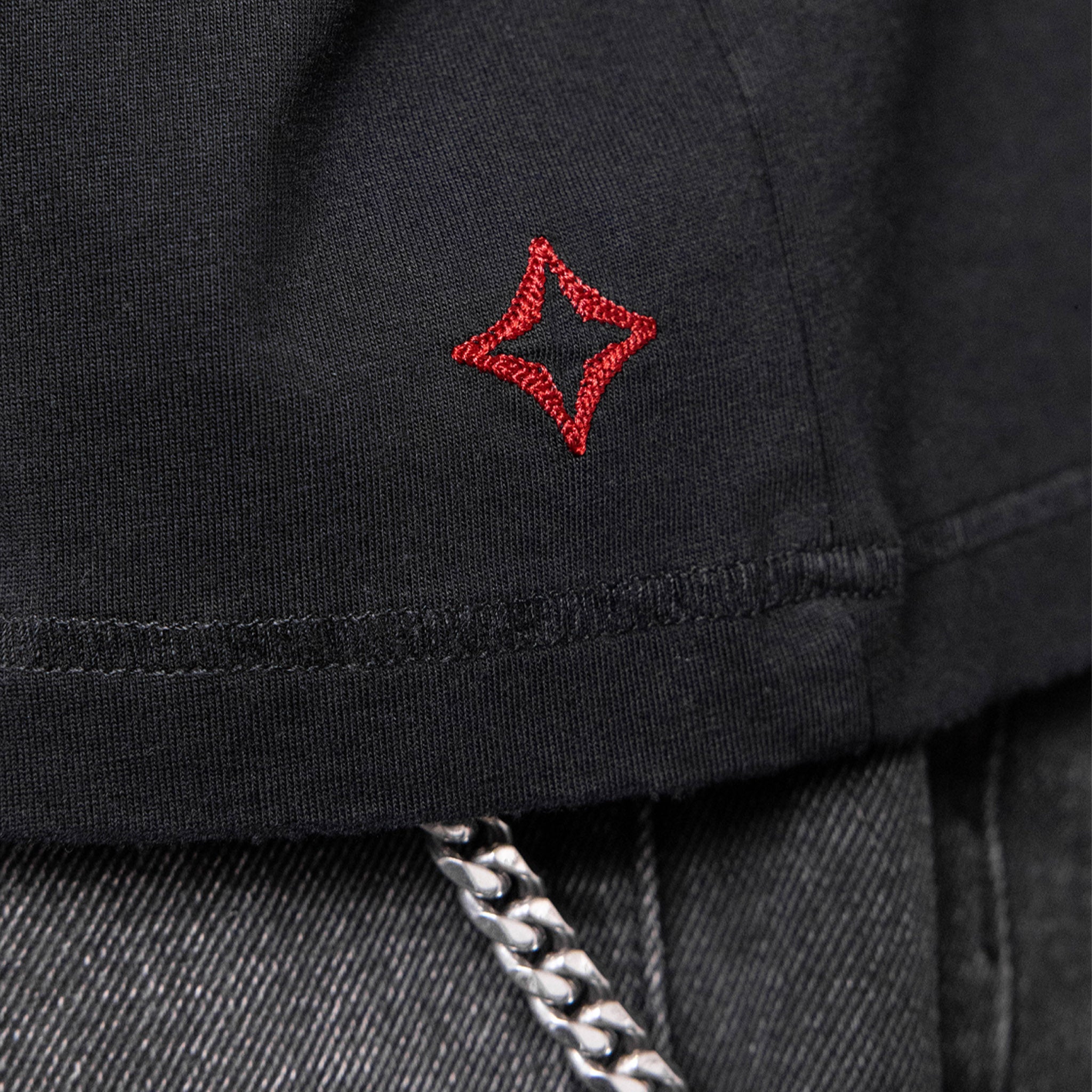 Commons Blank Star Embroidered Tee Jet Black