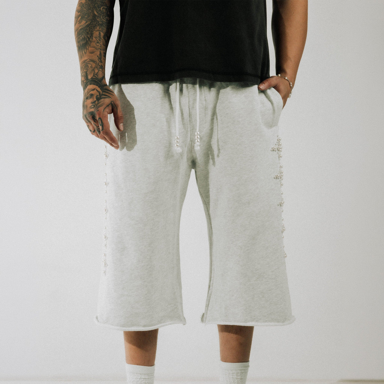Commons Pearled Star Sweatshort Heather Grey