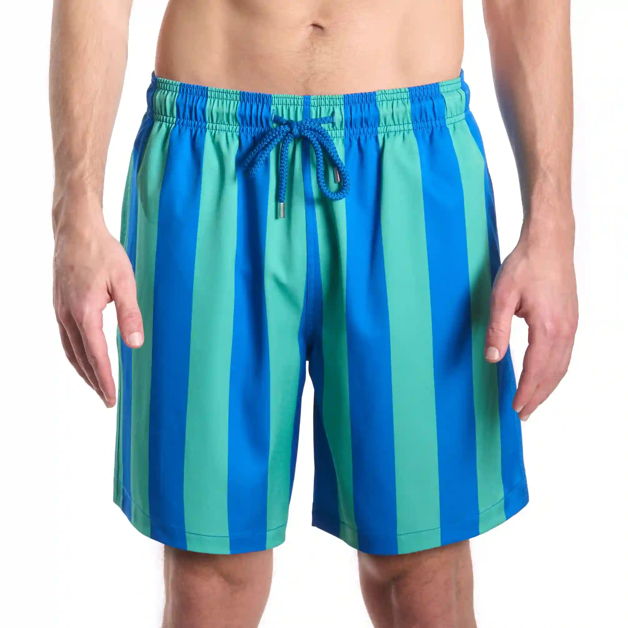 Men’s Premium Compression-Lined Hybrid Shorts – Coastal Cabana - Ocean and Palm