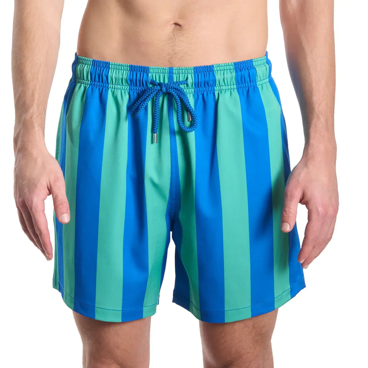 Men’s Premium Compression-Lined Hybrid Shorts – Coastal Cabana - Ocean and Palm