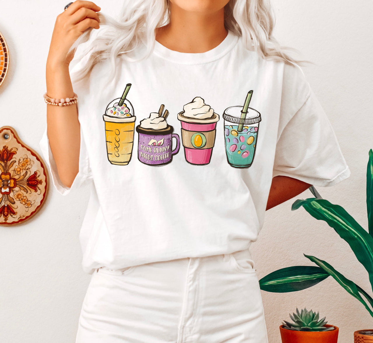 Some Bunny Needs Coffee Easter Morning Cup Of Joe Bunny Design Comfort Colors Tee