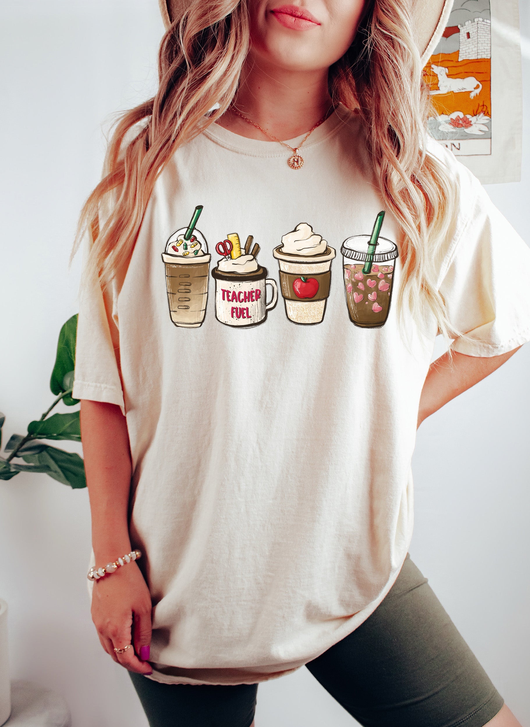 Teacher Fuel Coffee Drink Lover Comfort Colors Tee