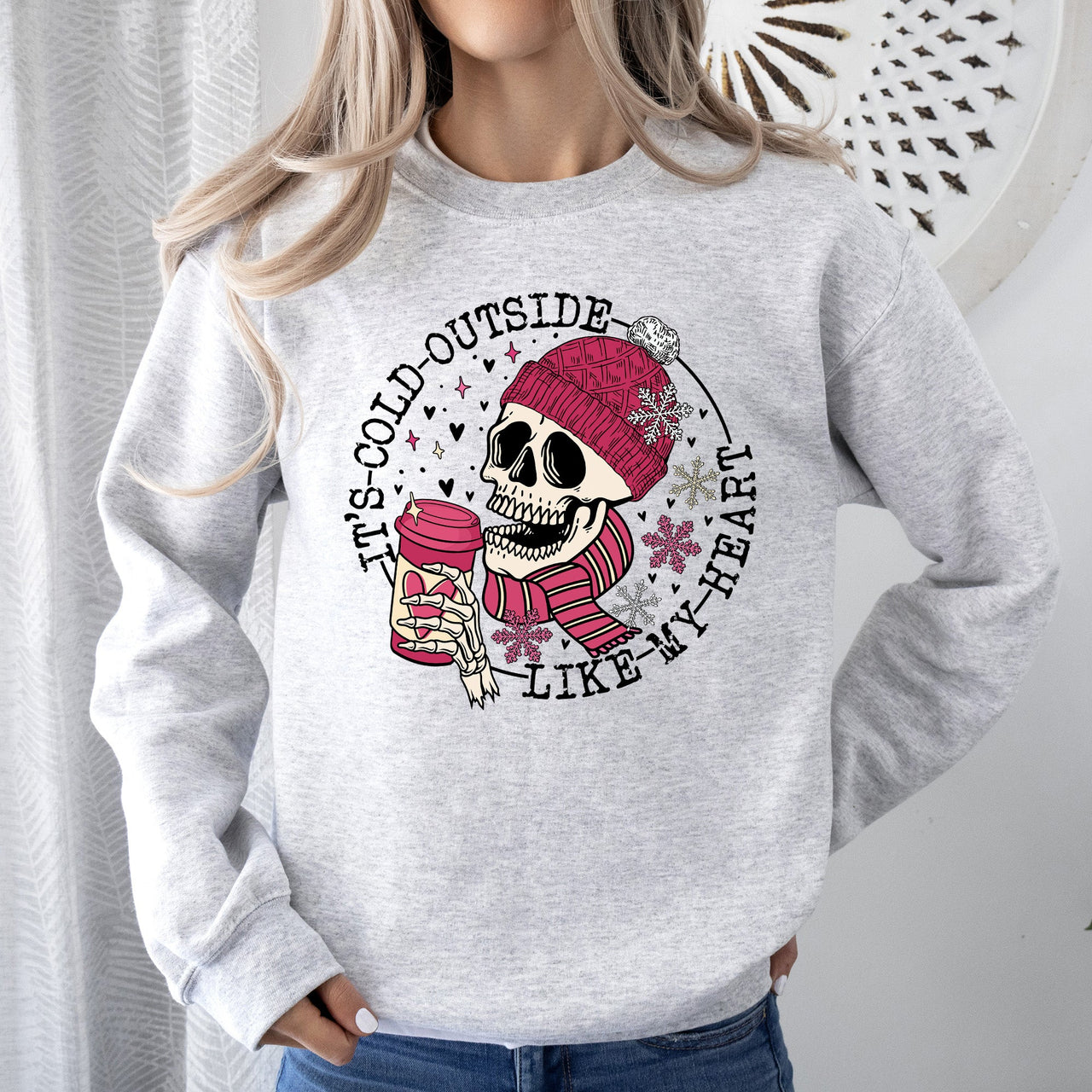 It's Cold Outside Skeleton Heart Valentine's Day Cozy Winter Holiday Edition Sweatshirt